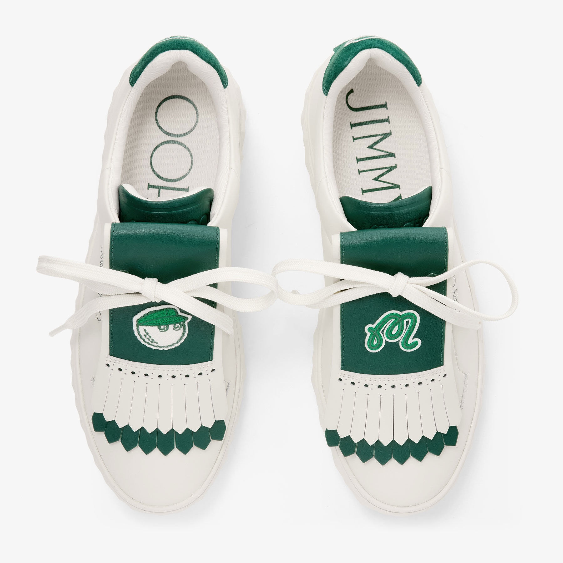 Jimmy Choo / Malbon 2.0 Diamond M
Men's Latte Leather and Malbon Green Trainers with Detachable Kilt - 4