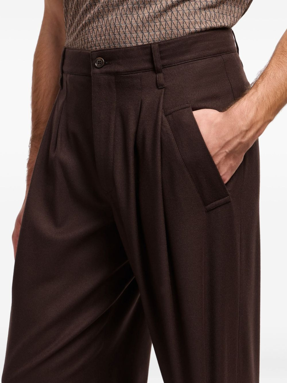 PLEATED-FRONT WOOL TROUSERS - 4