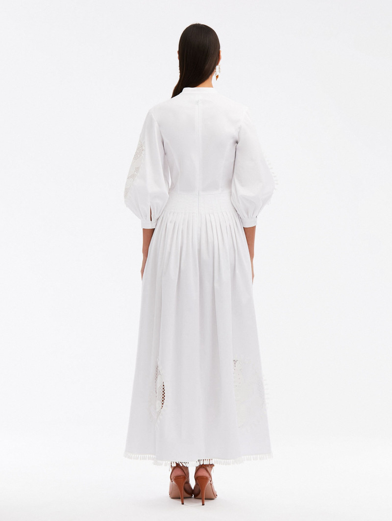 Oscar de la Renta CACTUS EYELET GUIPURE INSET DRESS outlook