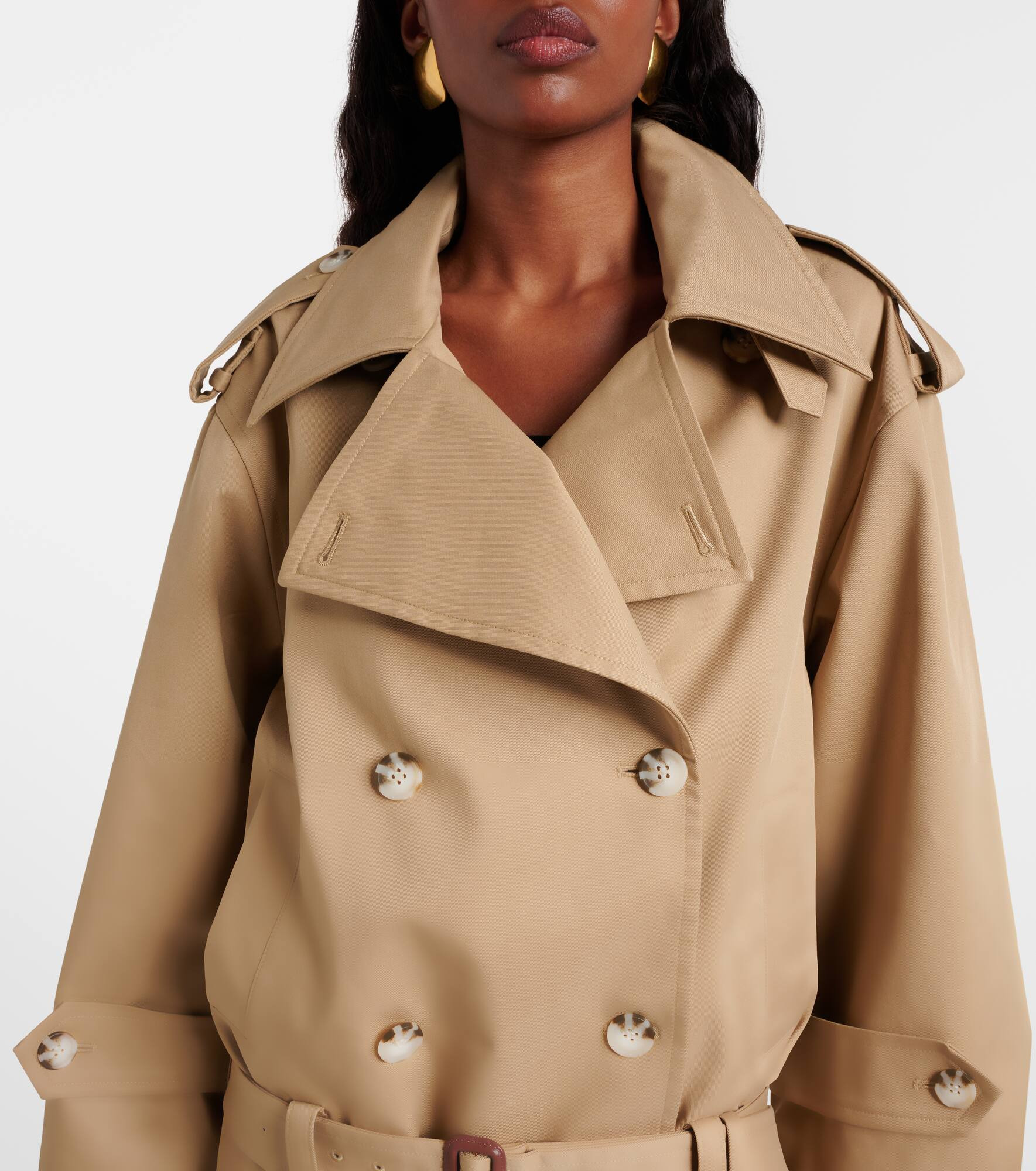 Cropped gabardine trench coat - 6
