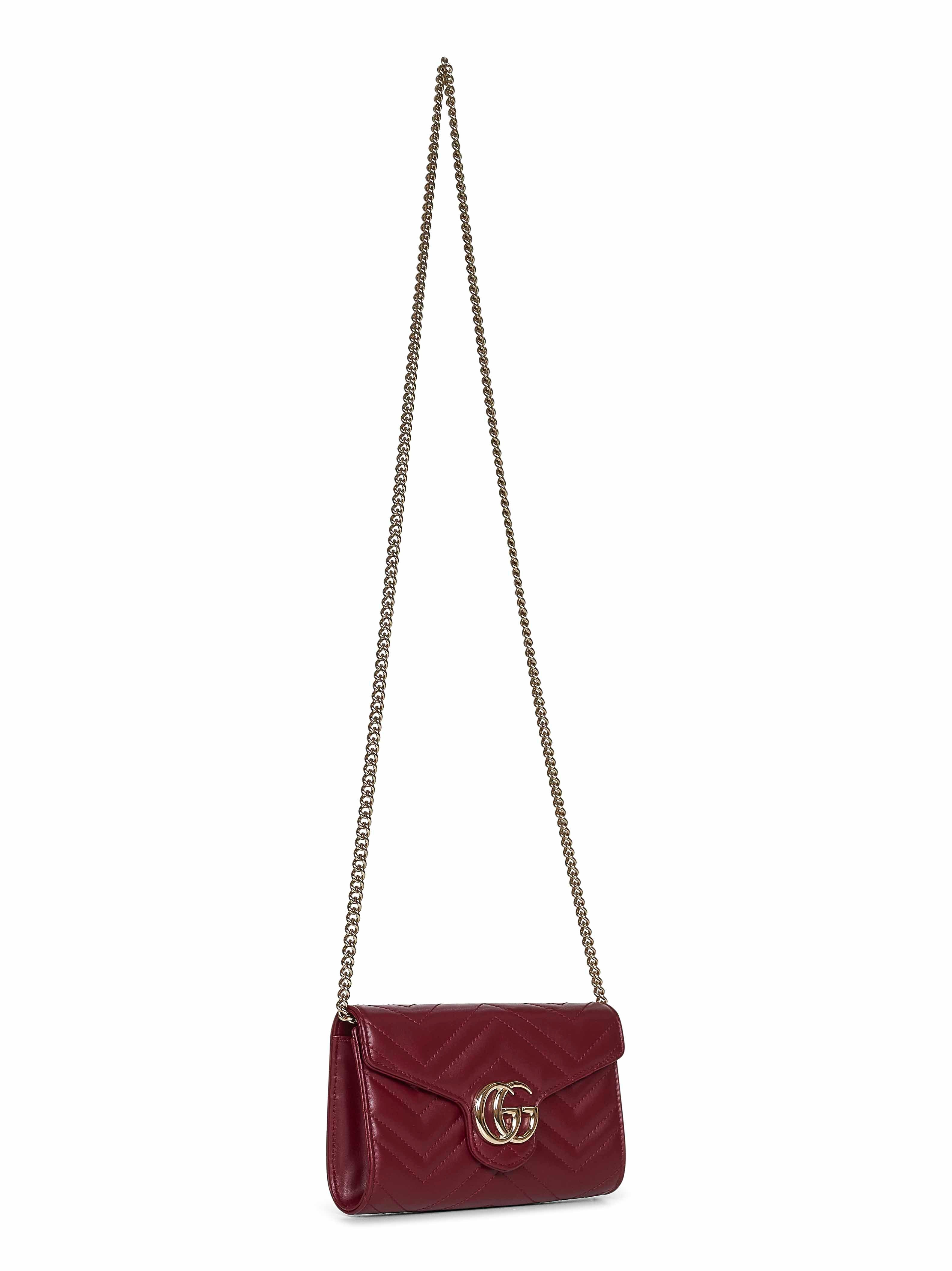 Gucci Women Burgundy Gg Marmont Wallet On Chain - 2
