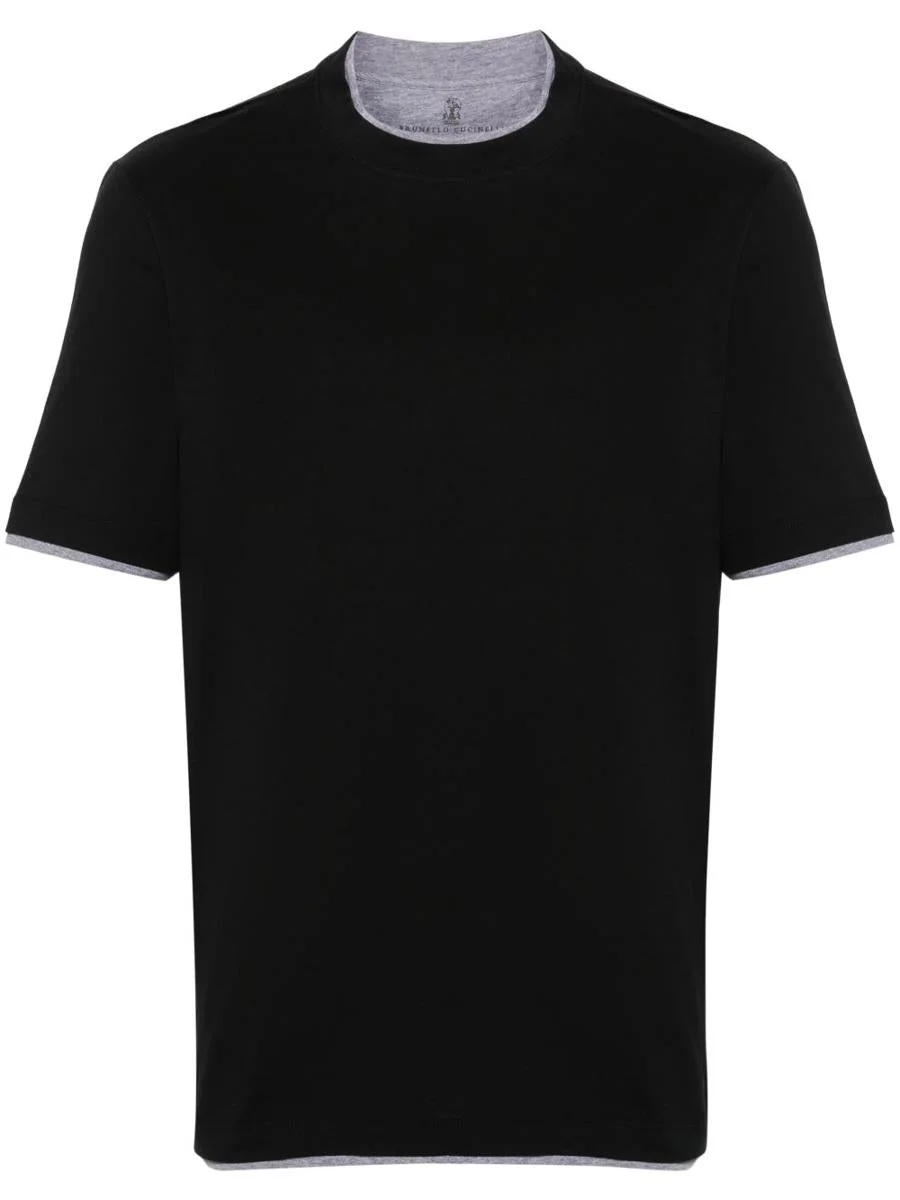 Brunello Cucinelli Black Cotton T-Shirt - 1