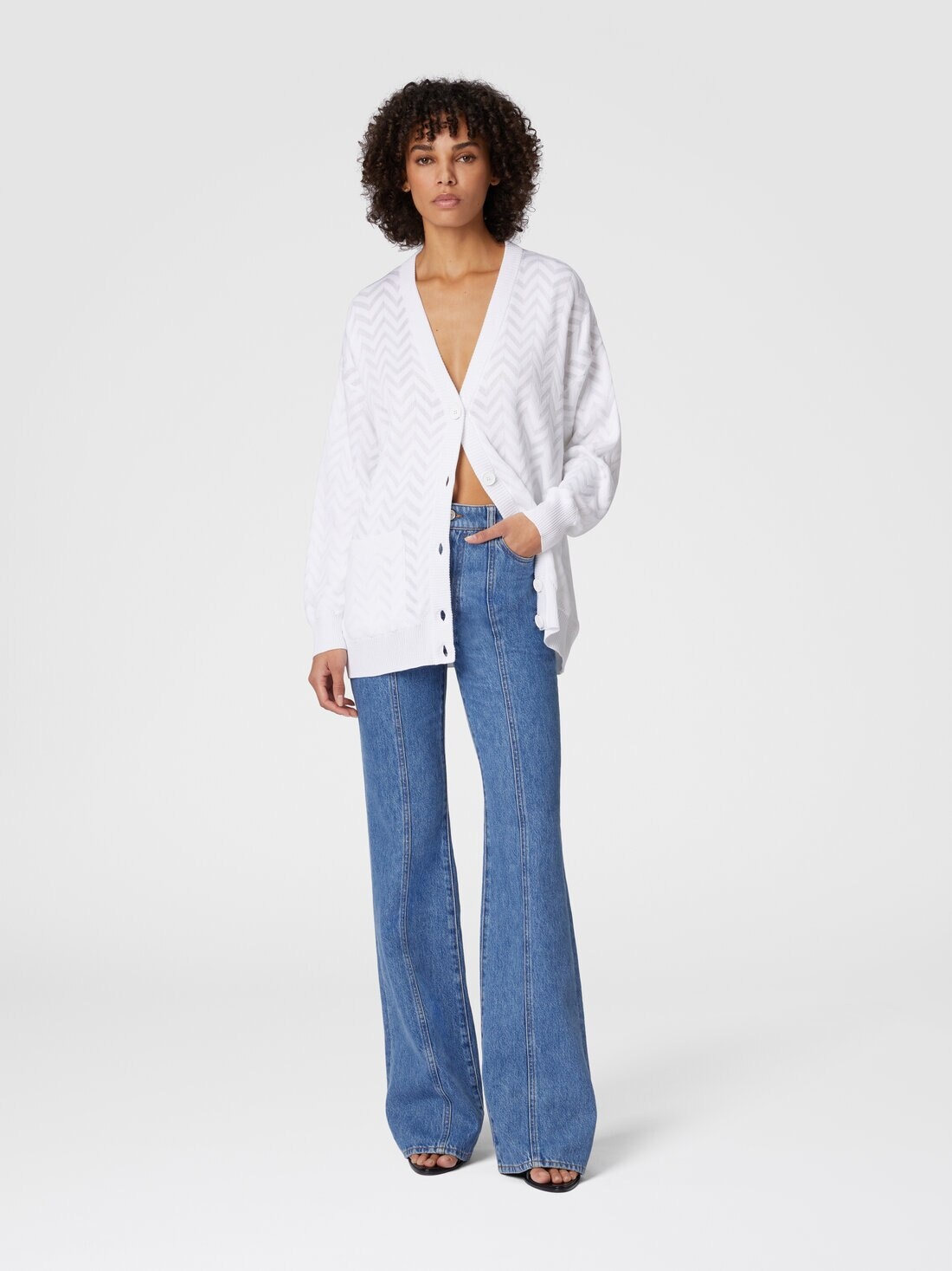 Tonal chevron oversized cardigan - 2