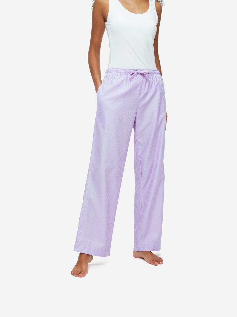 Women's Lounge Trousers Kate 7 Cotton Jacquard Lilac - 2