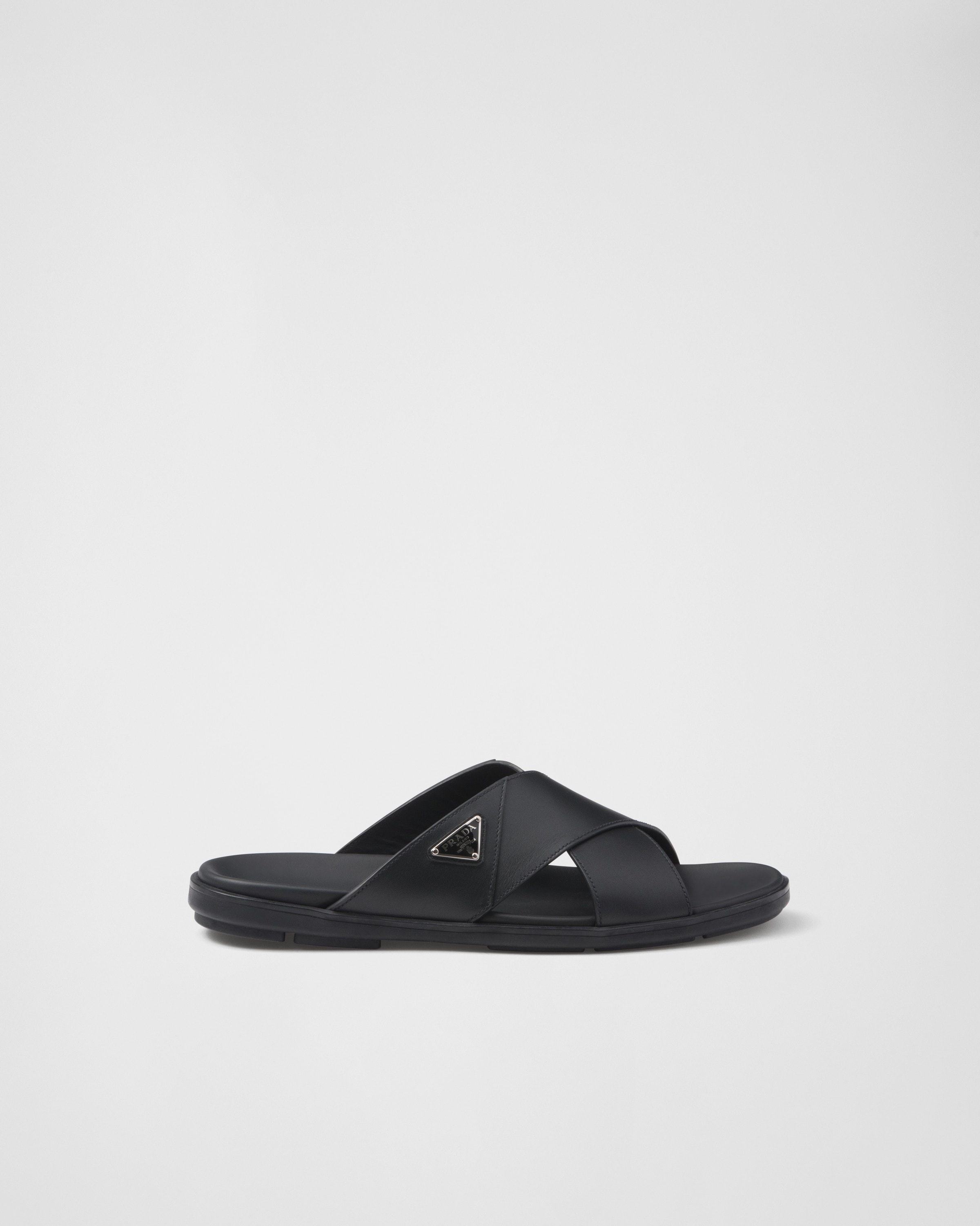 Leather crisscross slides - 2