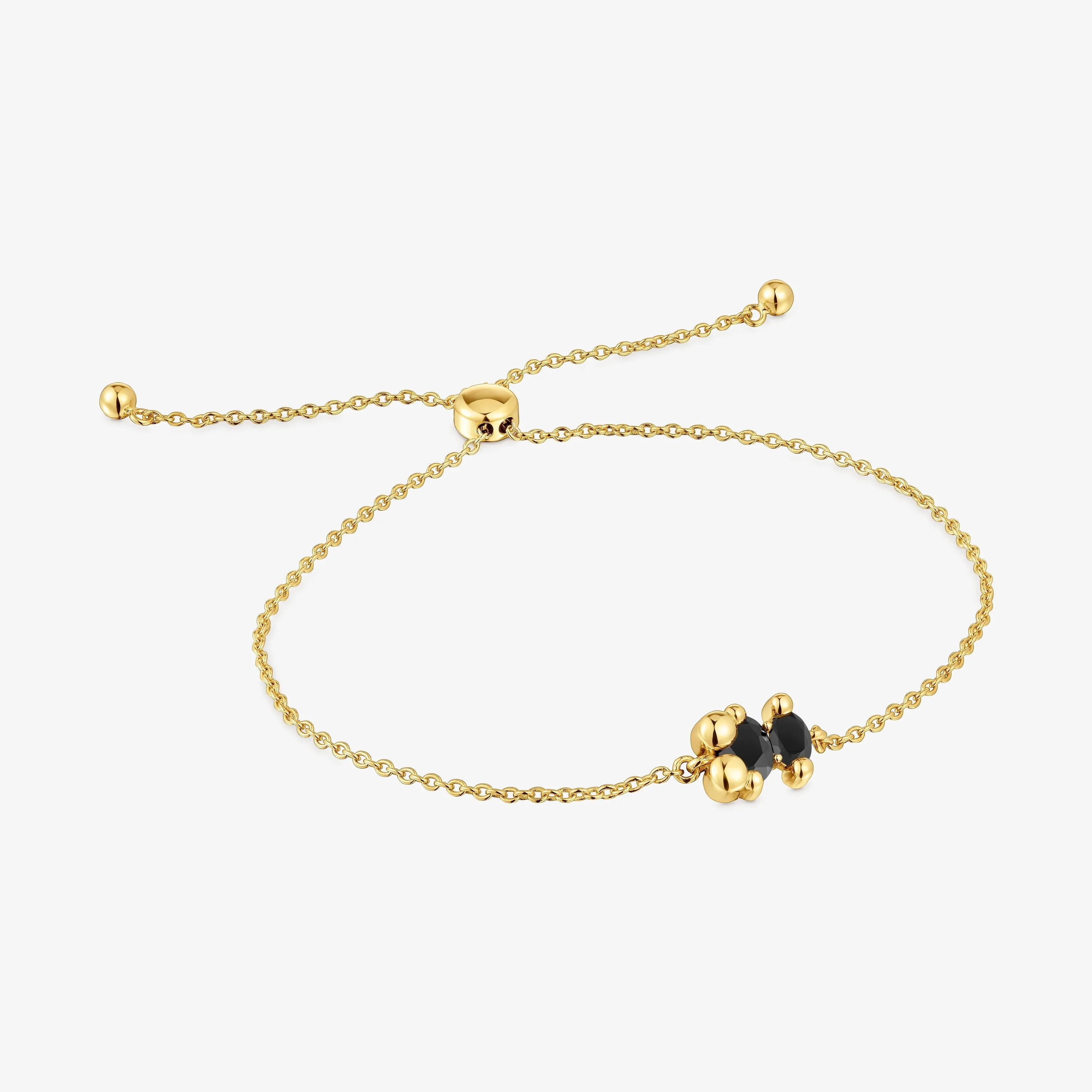 18K gold vermeil and onyx bear motif chain Bracelet Color Bear - 1