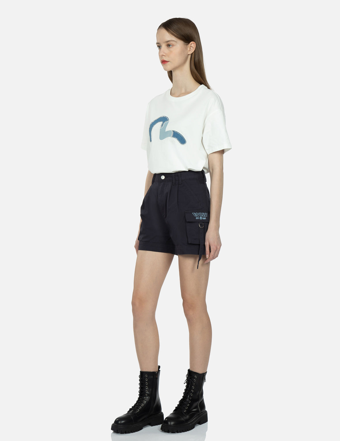 SEAGULL AND LOGO EMBROIDERY CARGO SHORTS - 3
