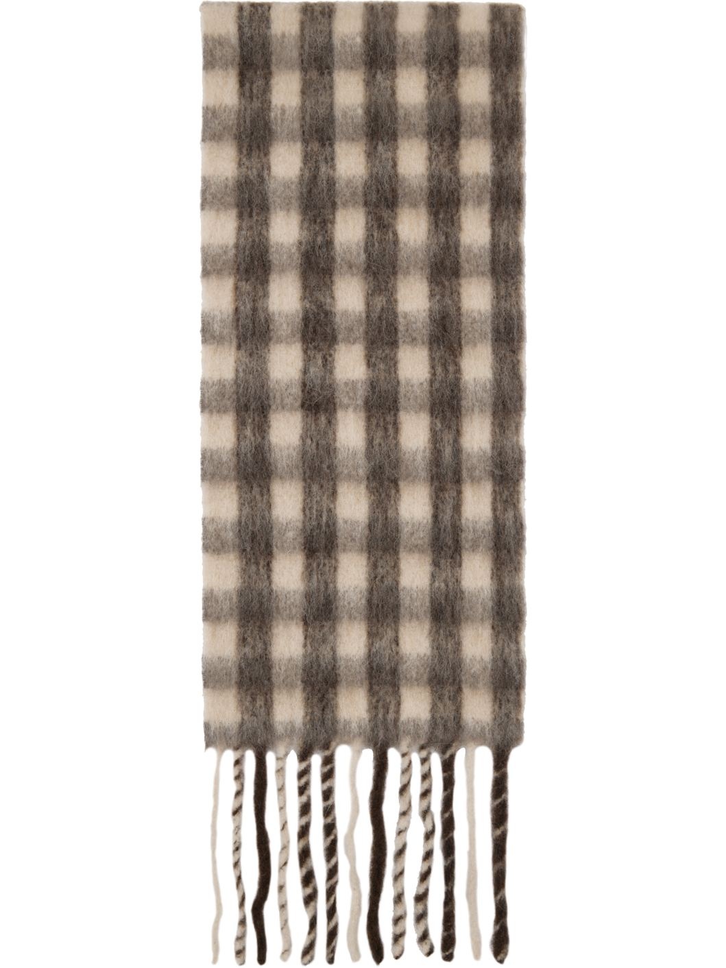 Brown & Beige Aster Check Scarf - 1