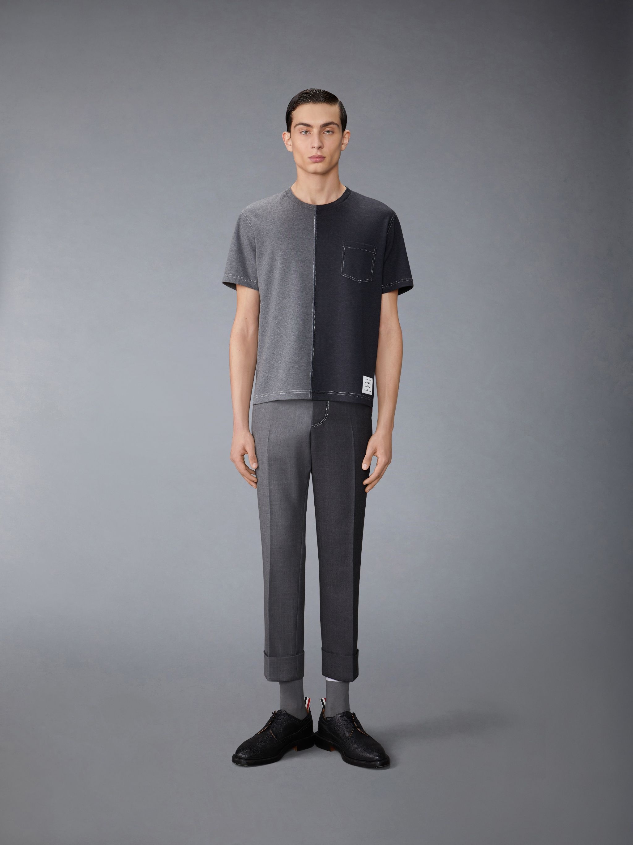 ★THOM BROWNE★ Funmix Contrast Stitching Short Sleeve T-Shi THOM BROWNE SHORT SLEEVE FUNMIX SHIRT