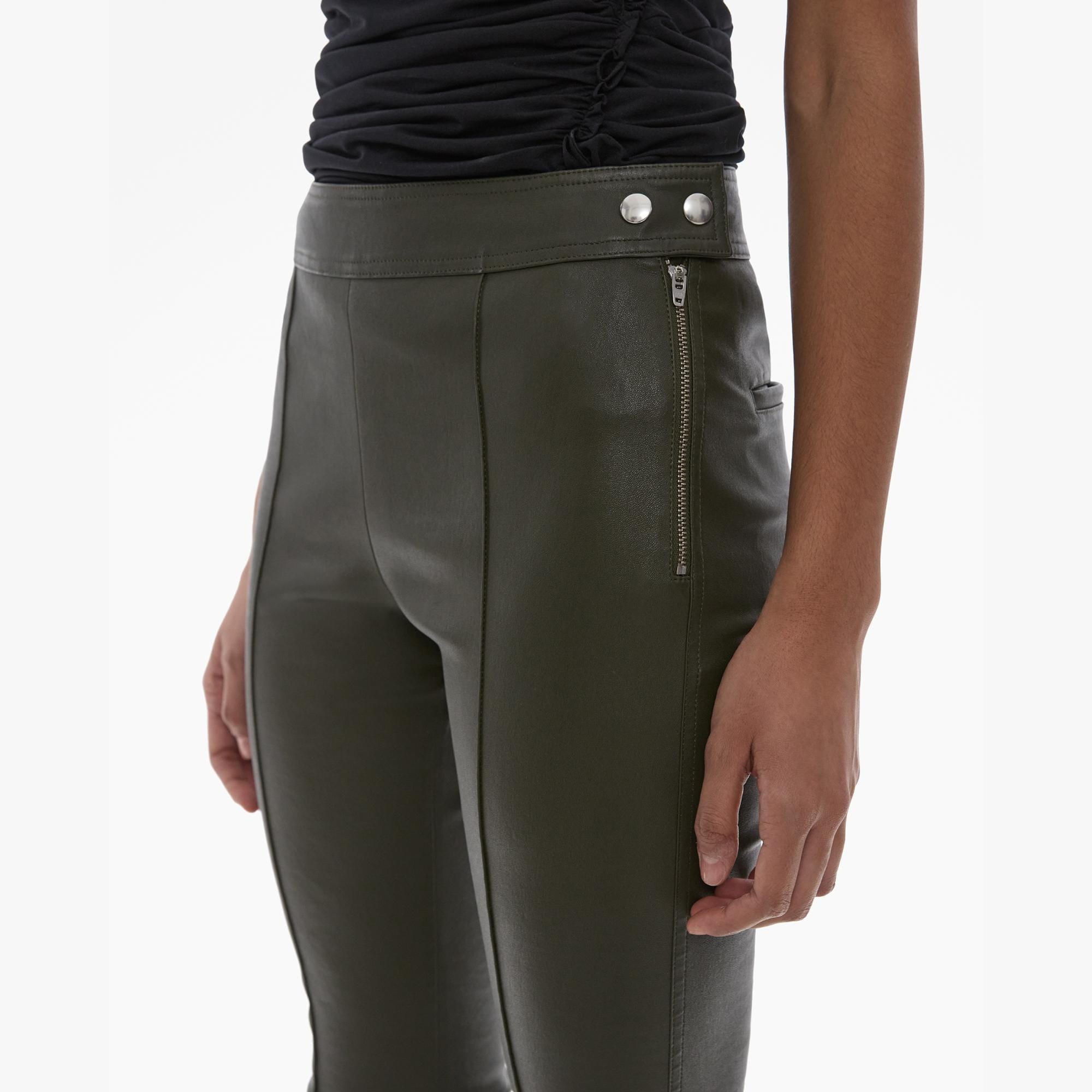 CROPPED FLARE LEATHER PANT - 7