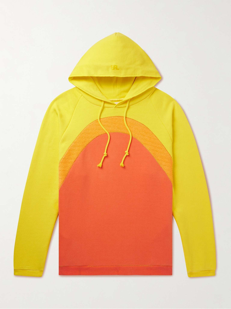 Bouclé-Trimmed Cotton-Jersey Hoodie - 1