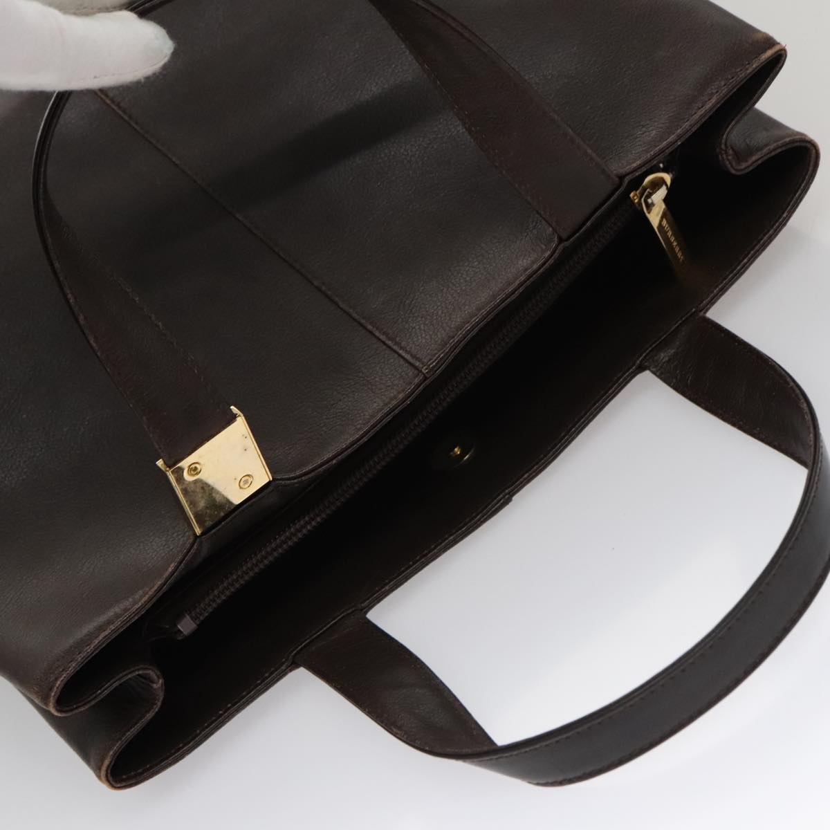 Burberry Hand Bag Leather Brown Gold - 5
