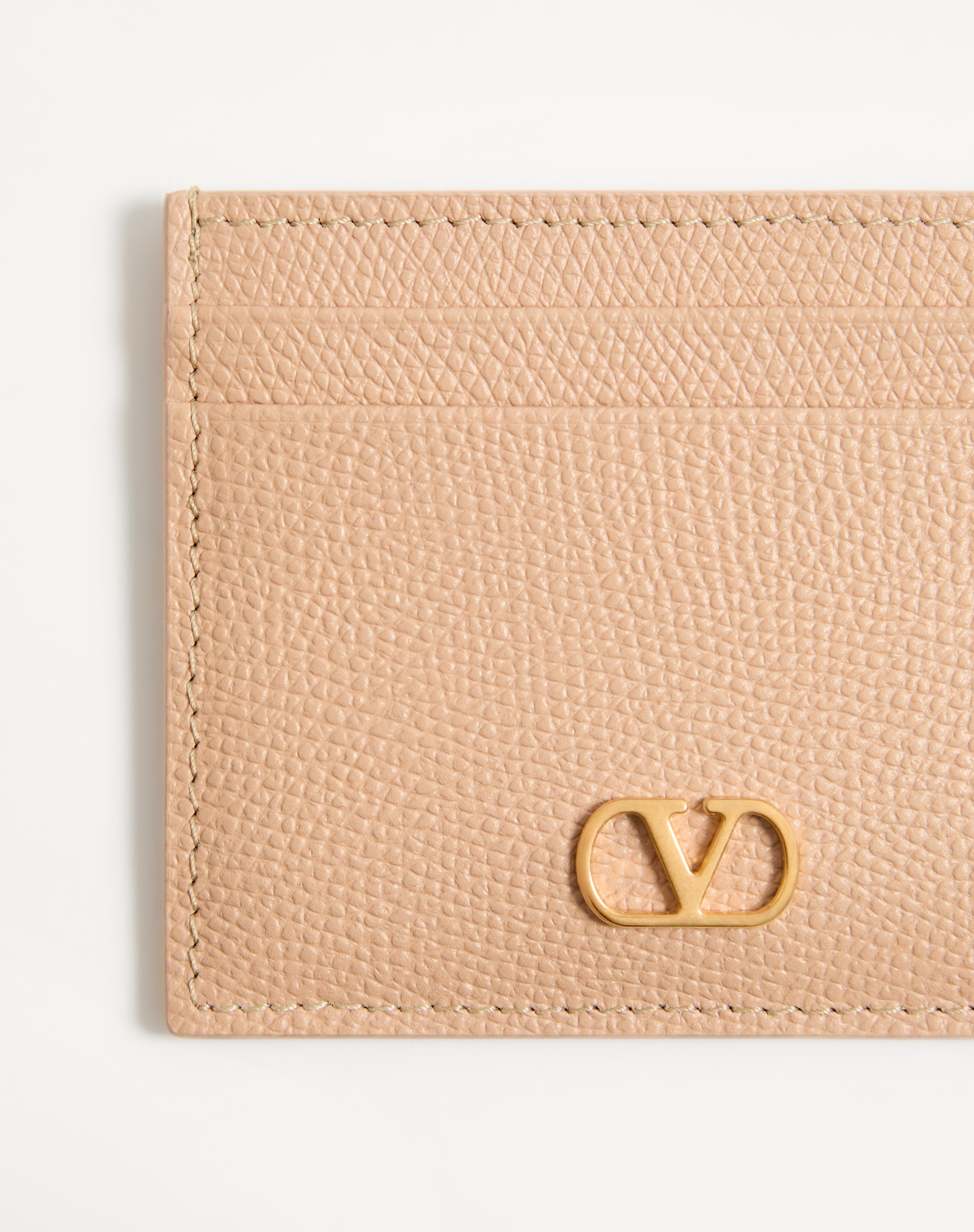 VLOGO SIGNATURE GRAINY CALFSKIN CARD HOLDER - 2
