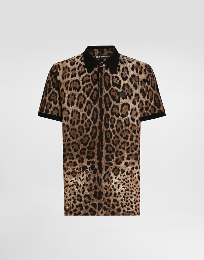 Cotton polo-shirt with leopard print 1