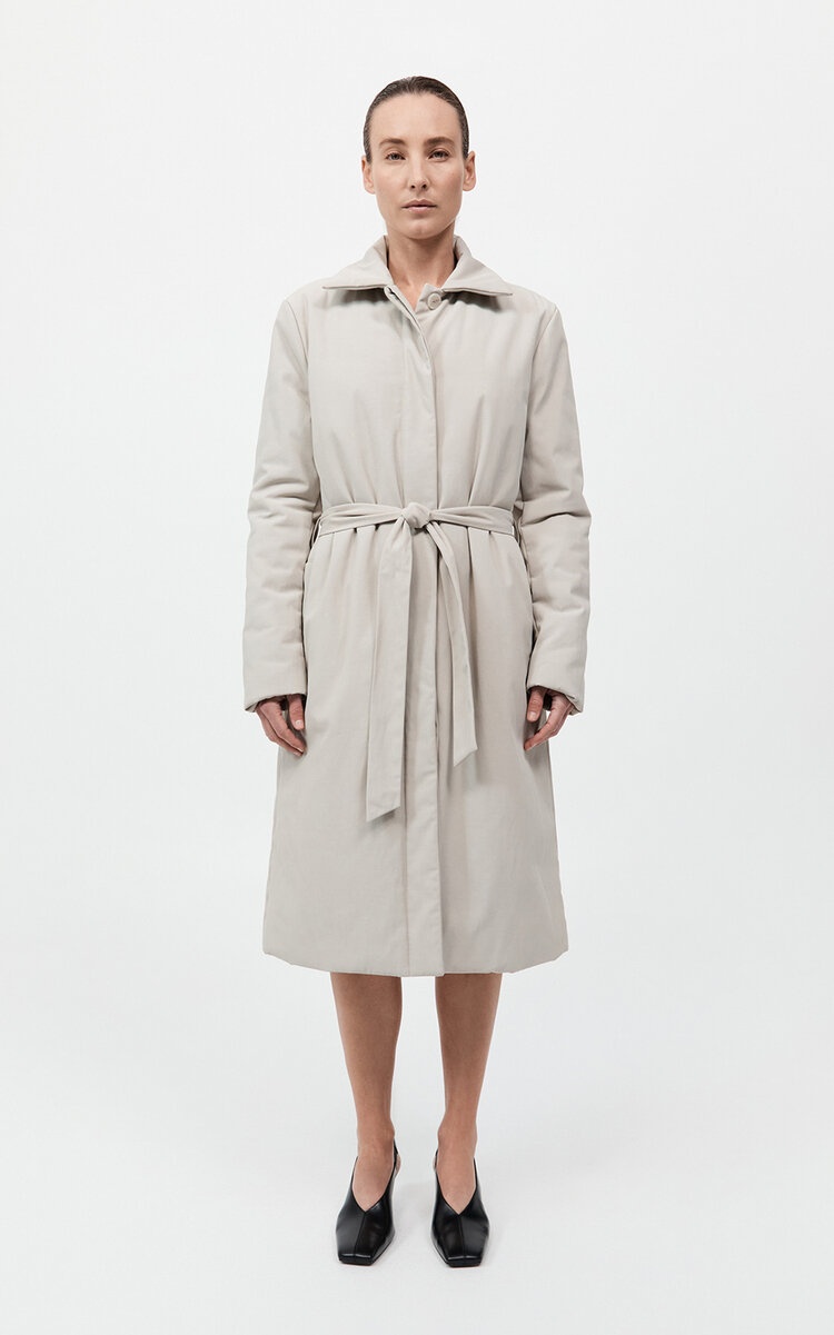 Padded Nylon-Cotton Coat off-white - 3