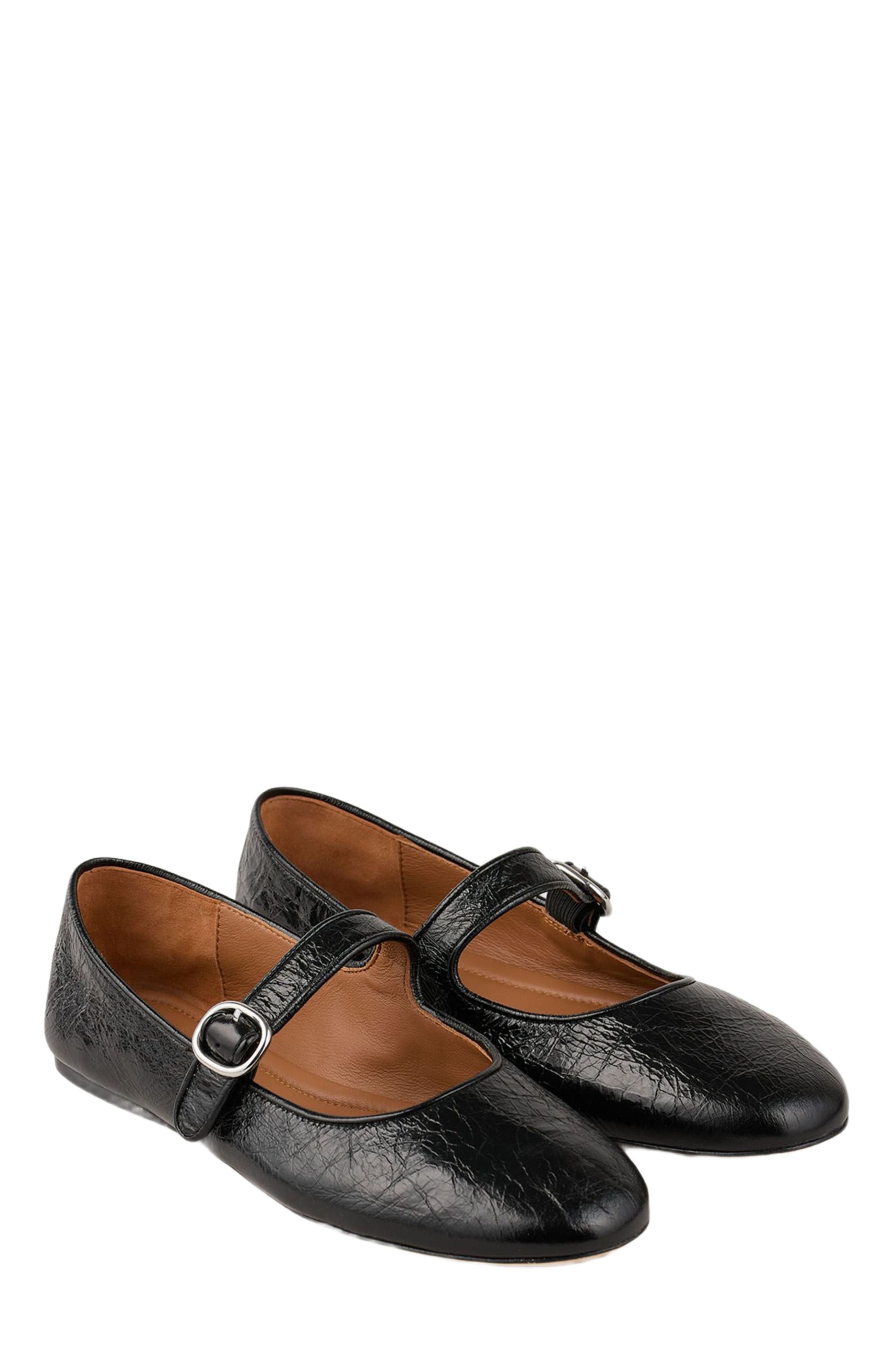 SANDRO Shiny leather ballet flats in Black at Nordstrom - 2