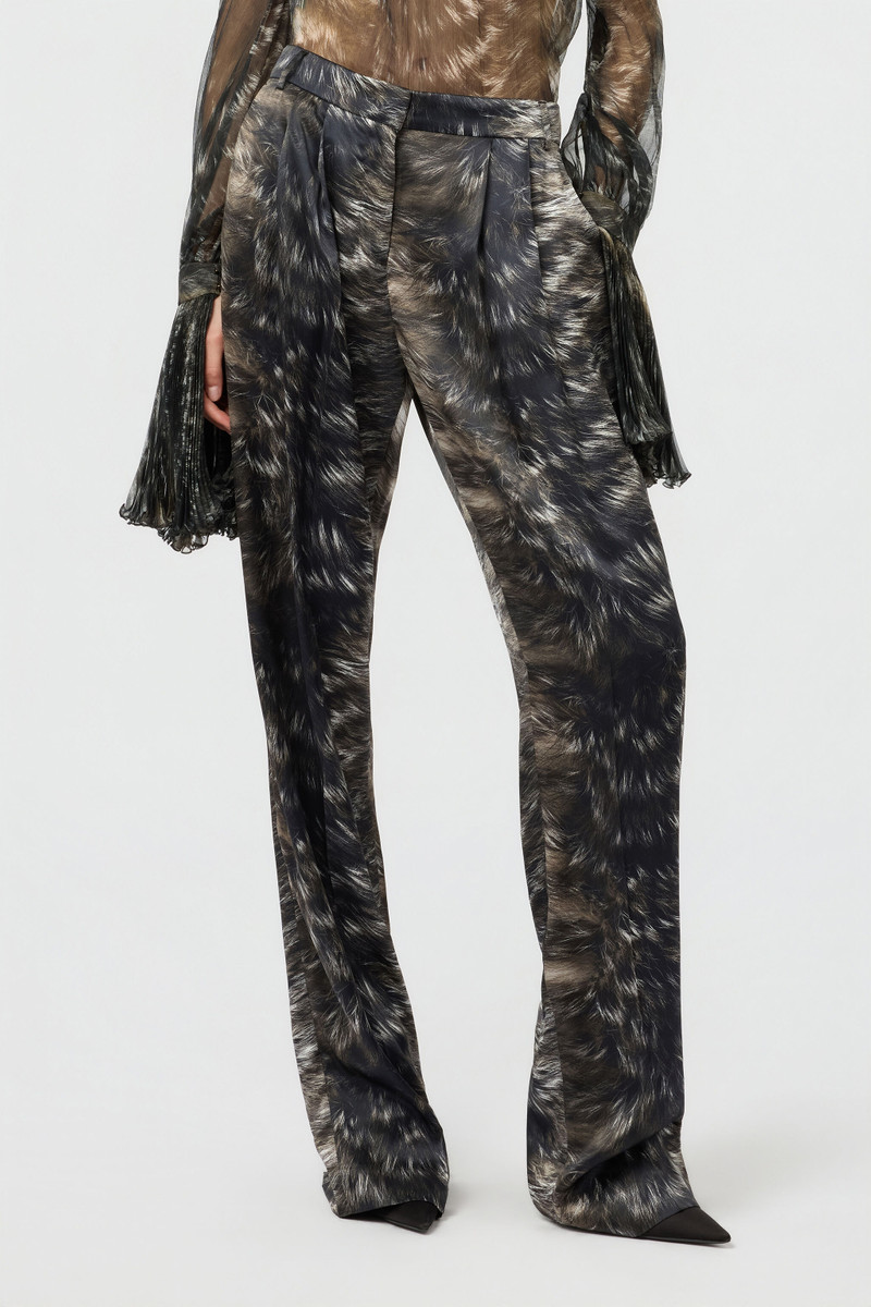 Trousers in Silk with Fur Print 3