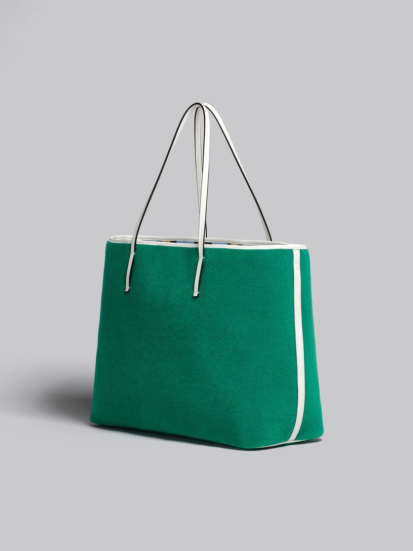 SMALL REVERSIBLE JANUS SHOPPING BAG IN GREEN FELT AND COTTON - 3