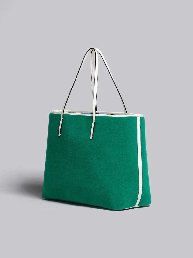 SMALL REVERSIBLE JANUS SHOPPING BAG IN GREEN FELT AND COTTON 3