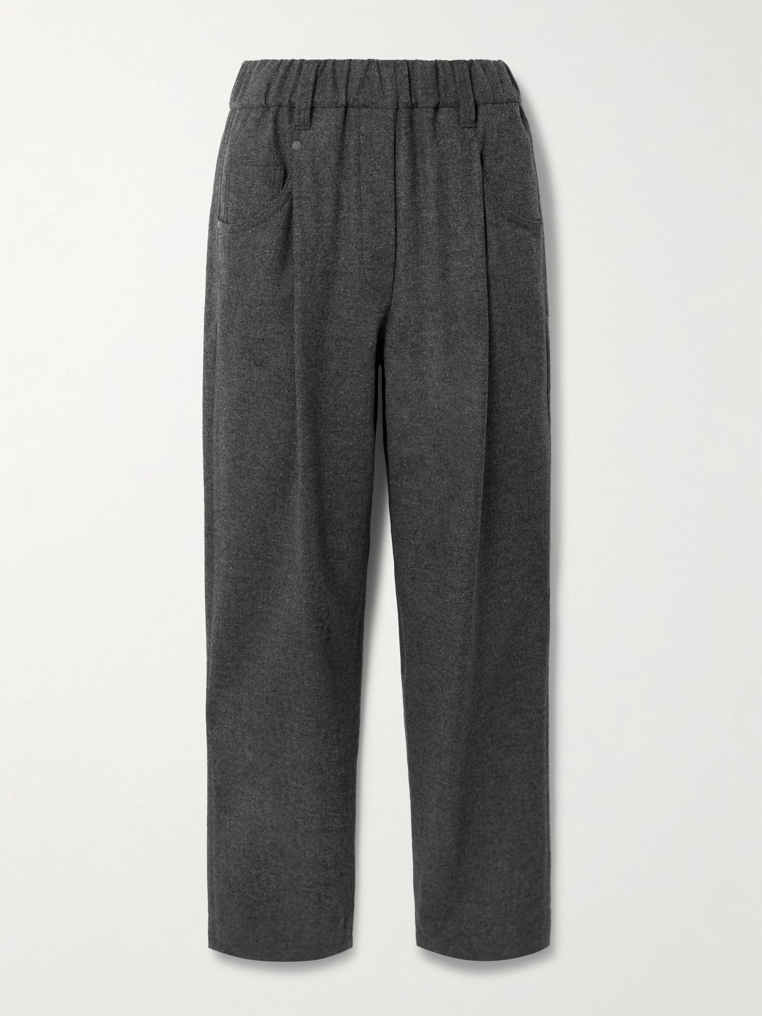 Cropped pleated virgin wool and cashmere-blend pants Gray - 1
