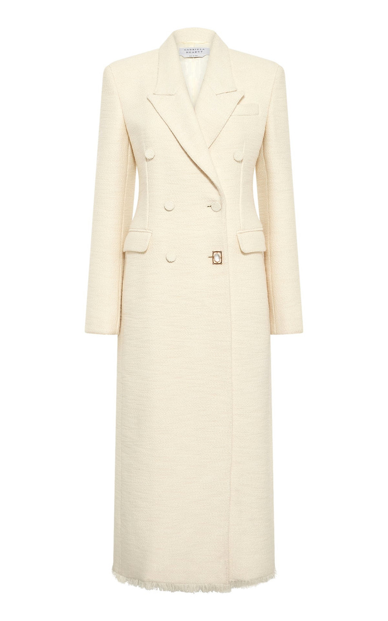 Julien Coat in Ivory Recycled Wool Silk Cashmere 1