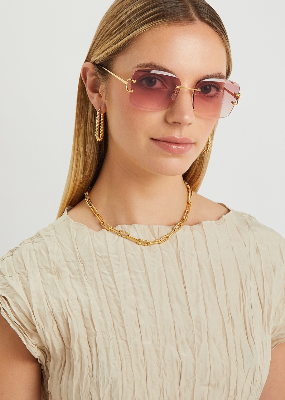 Cartier Signature C De Cartier Rimless Square-frame Sunglasses - 9