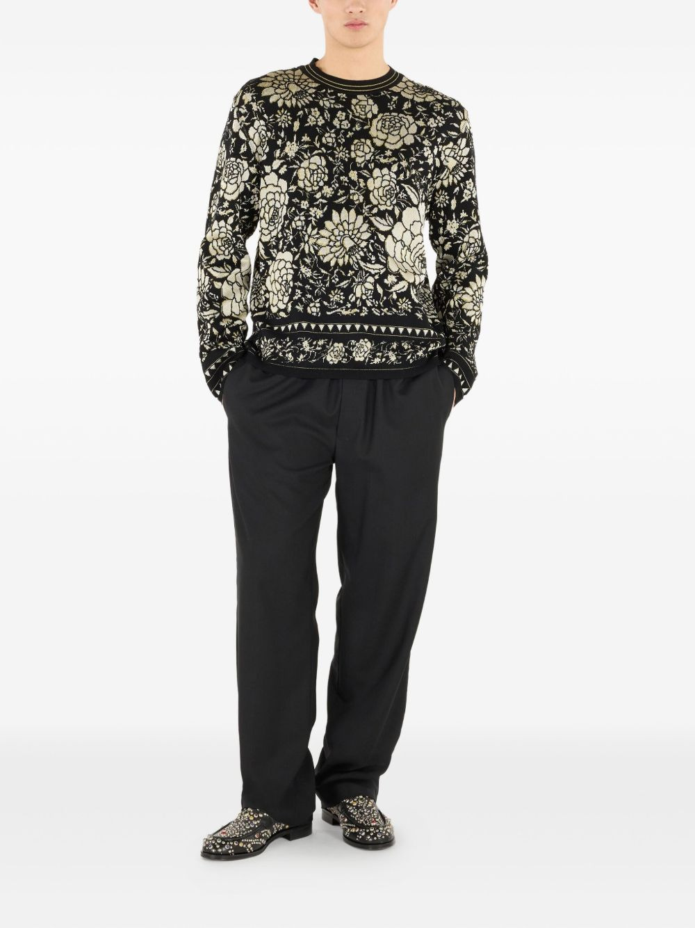 floral-pattern wool sweater - 2