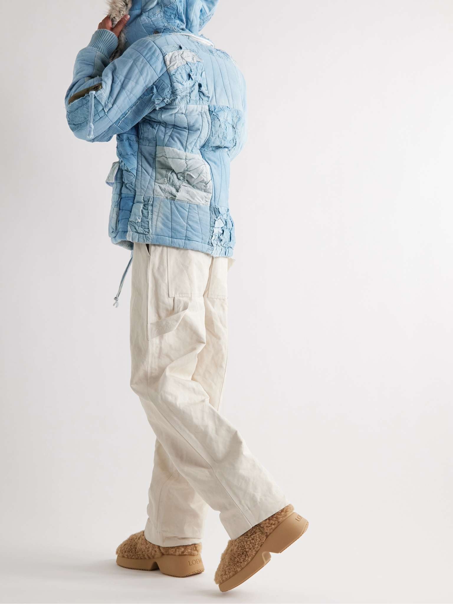 Scrapwork Faux Fur-Trimmed Quilted Cotton Hooded Jacket - 2