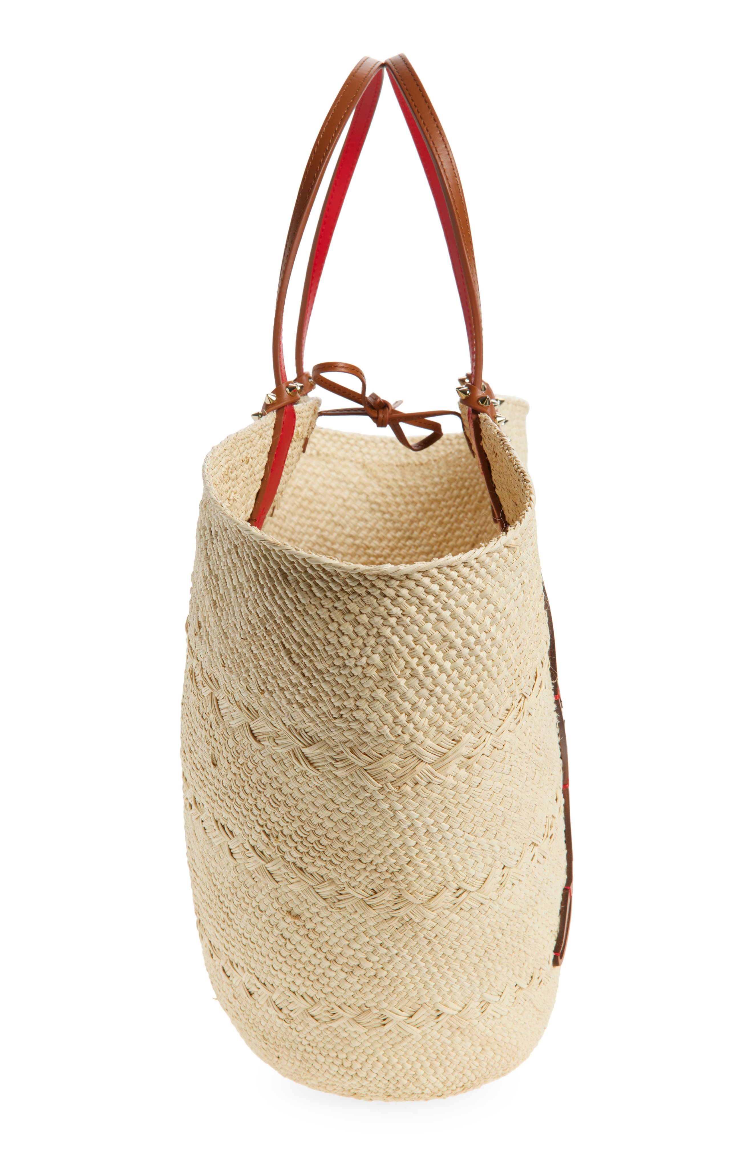 Christian Louboutin Large Cabata Woven Raffia Basket Tote in 6370 Natural/cuoio at Nordstrom - 6