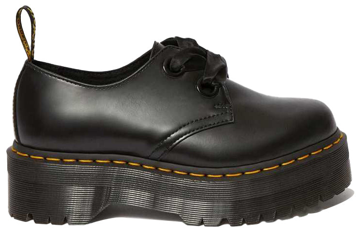 (WMNS) Dr. Martens Holly Leather Platform Shoes 'Black Buttero' 25234001 - 2