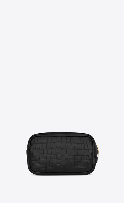 SAINT LAURENT tiny monogram small grooming case in crocodile-embossed matte leather outlook