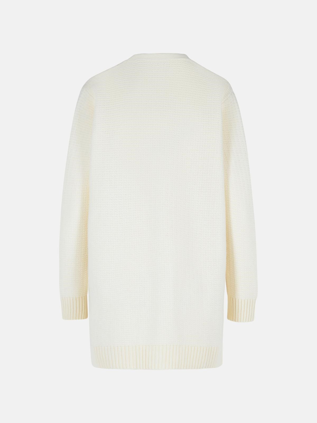 'RAVELLO' WHITE WOOL BLEND CARDIGAN - 3