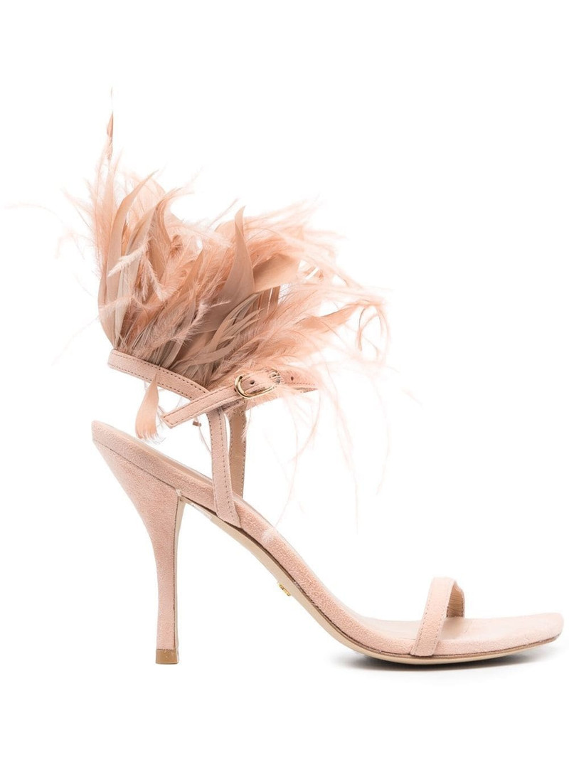 Plume 100 feather-trimmed sandals 1