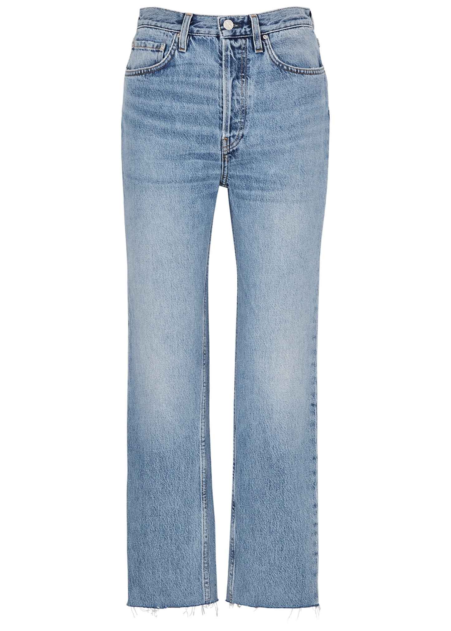 Blue cropped straight-leg jeans - 1
