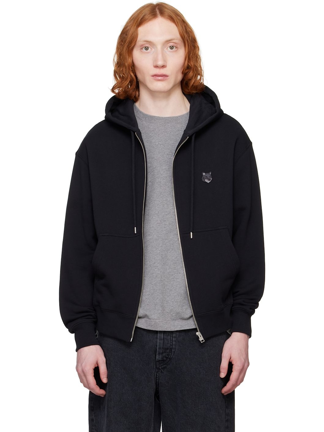 Black Bold Fox Head Comfort Zipped Hoodie - 1