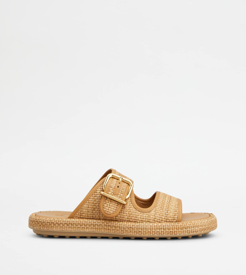 SANDALS IN RAFFIA AND LEATHER - BEIGE 1