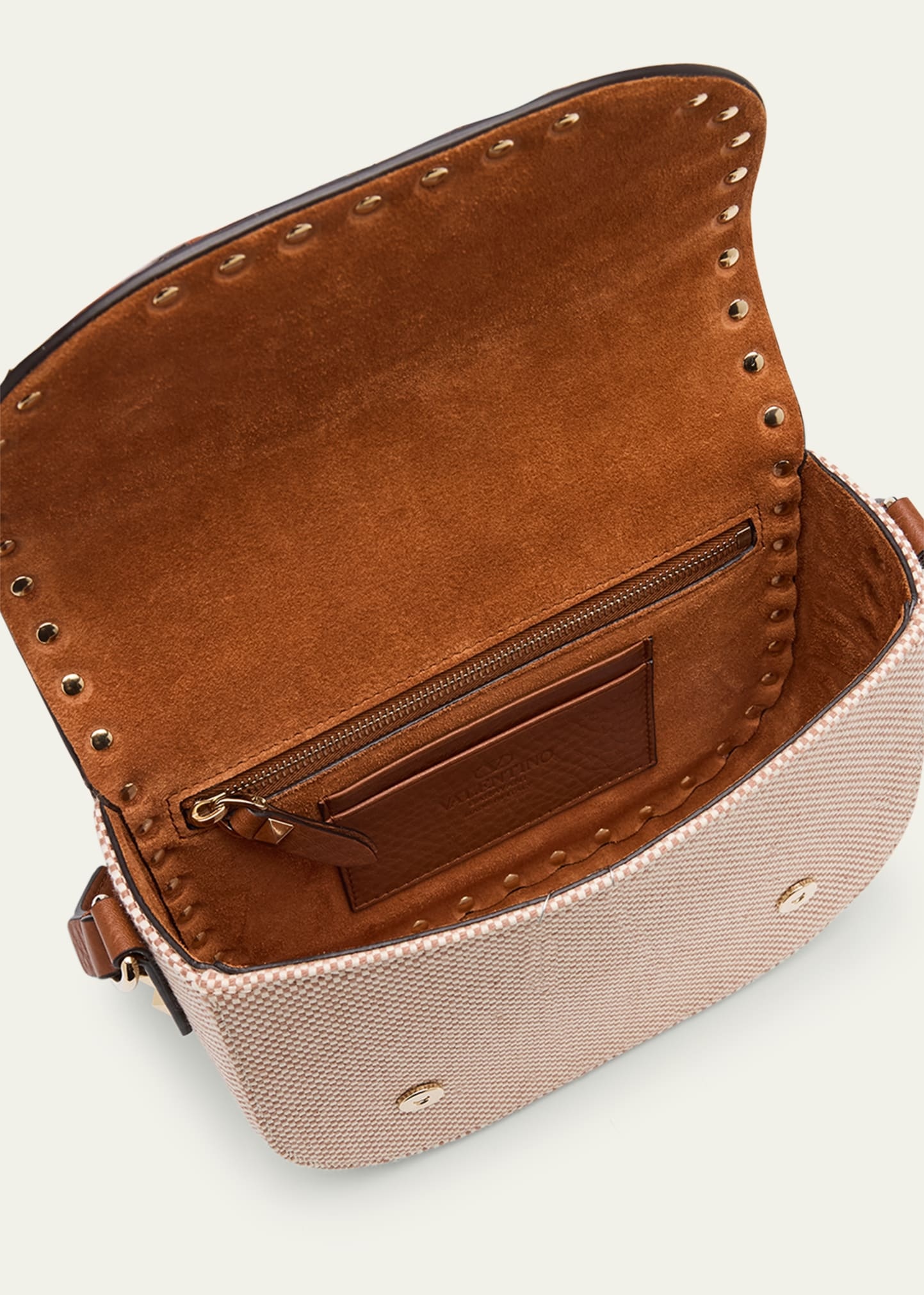 Small Rockstud Canvas Saddle Crossbody Bag - 4