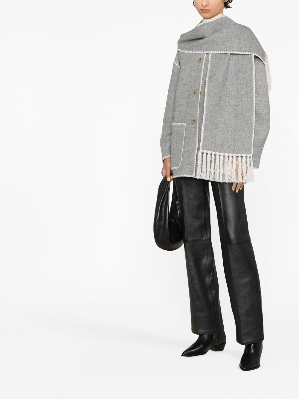 scarf-collar wool-blend jacket - 2