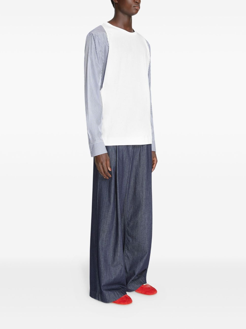 contrast-sleeves cotton T-shirt - 3