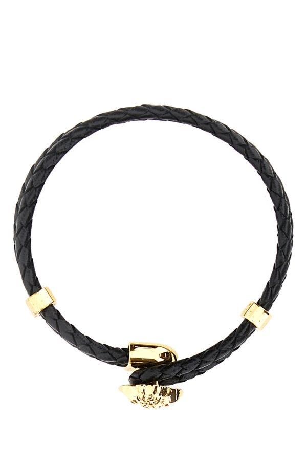 ブレスレット Bracelet - Versace - Leather - Black Medusa Braided Leather Bracelet Black,Gold | VERSACE US