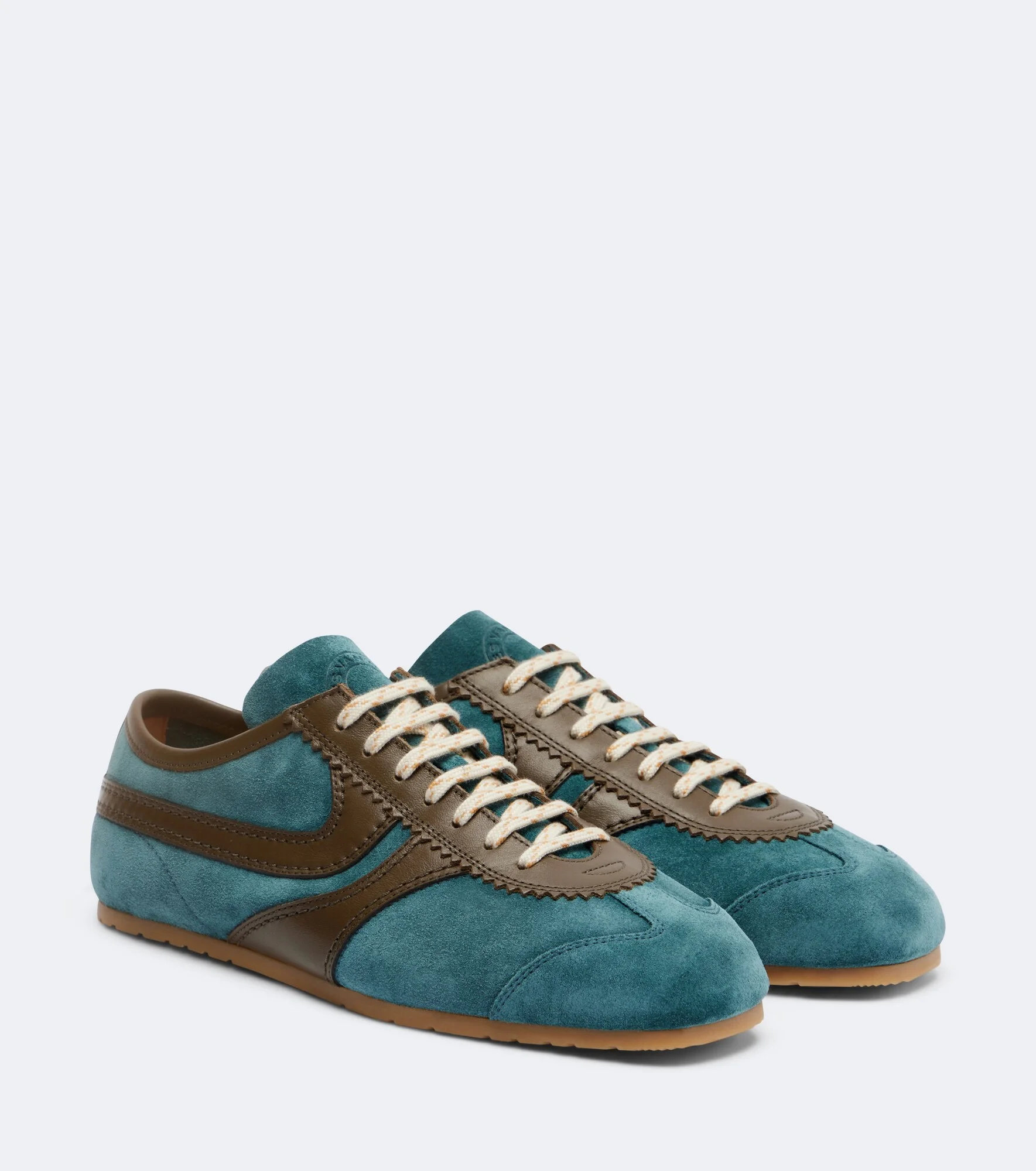 Leather-trimmed suede sneakers - 1