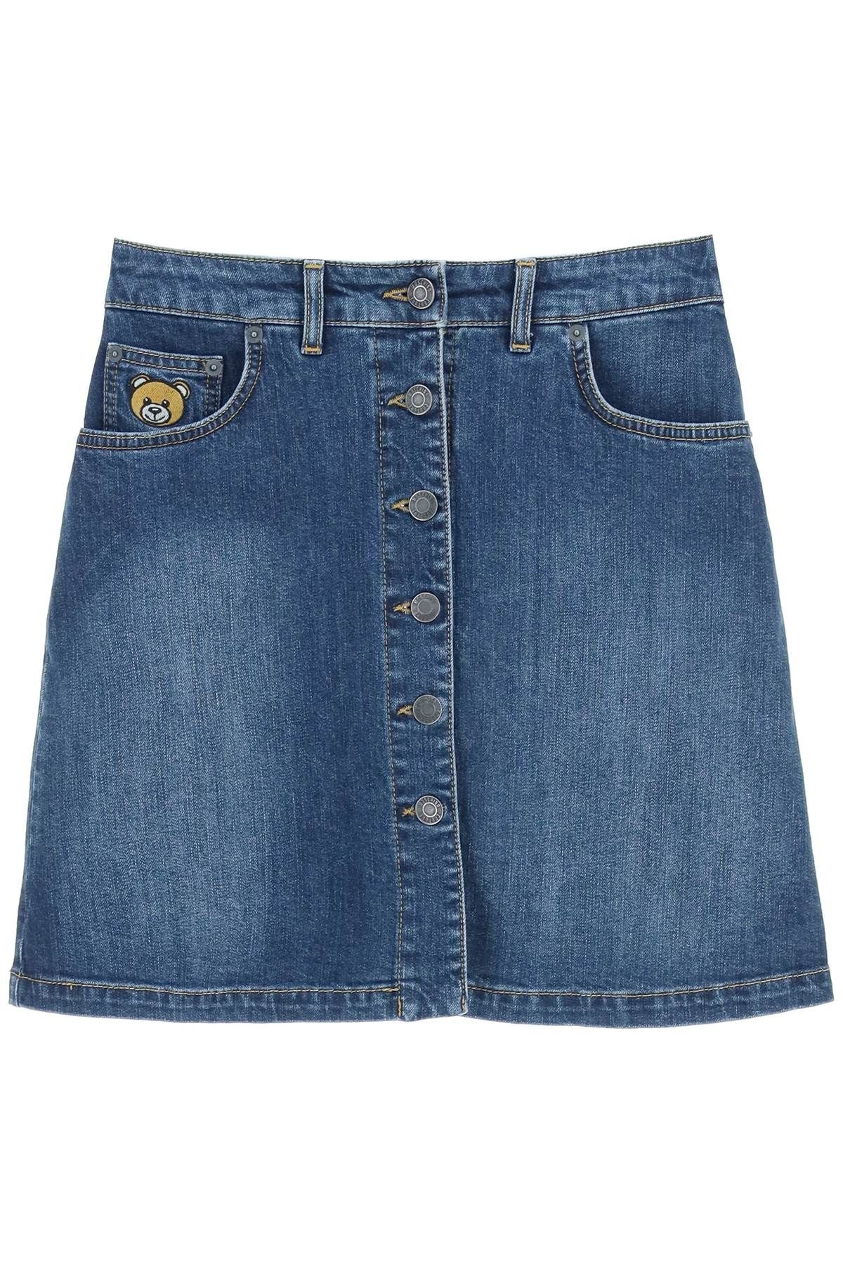 TEDDY BEAR DENIM MINI SKIRT - 1