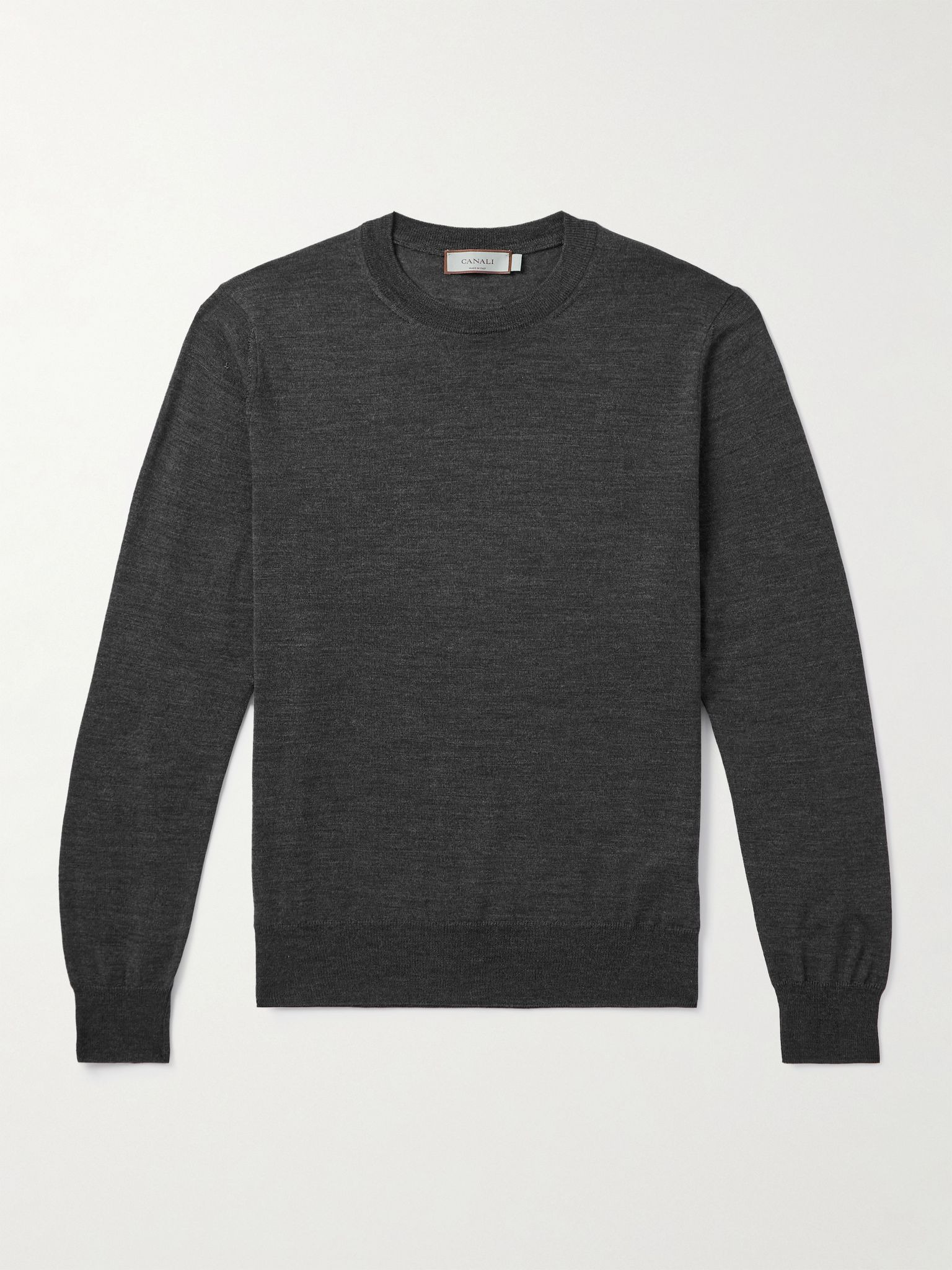 Slim-Fit Wool Sweater Navy - 1