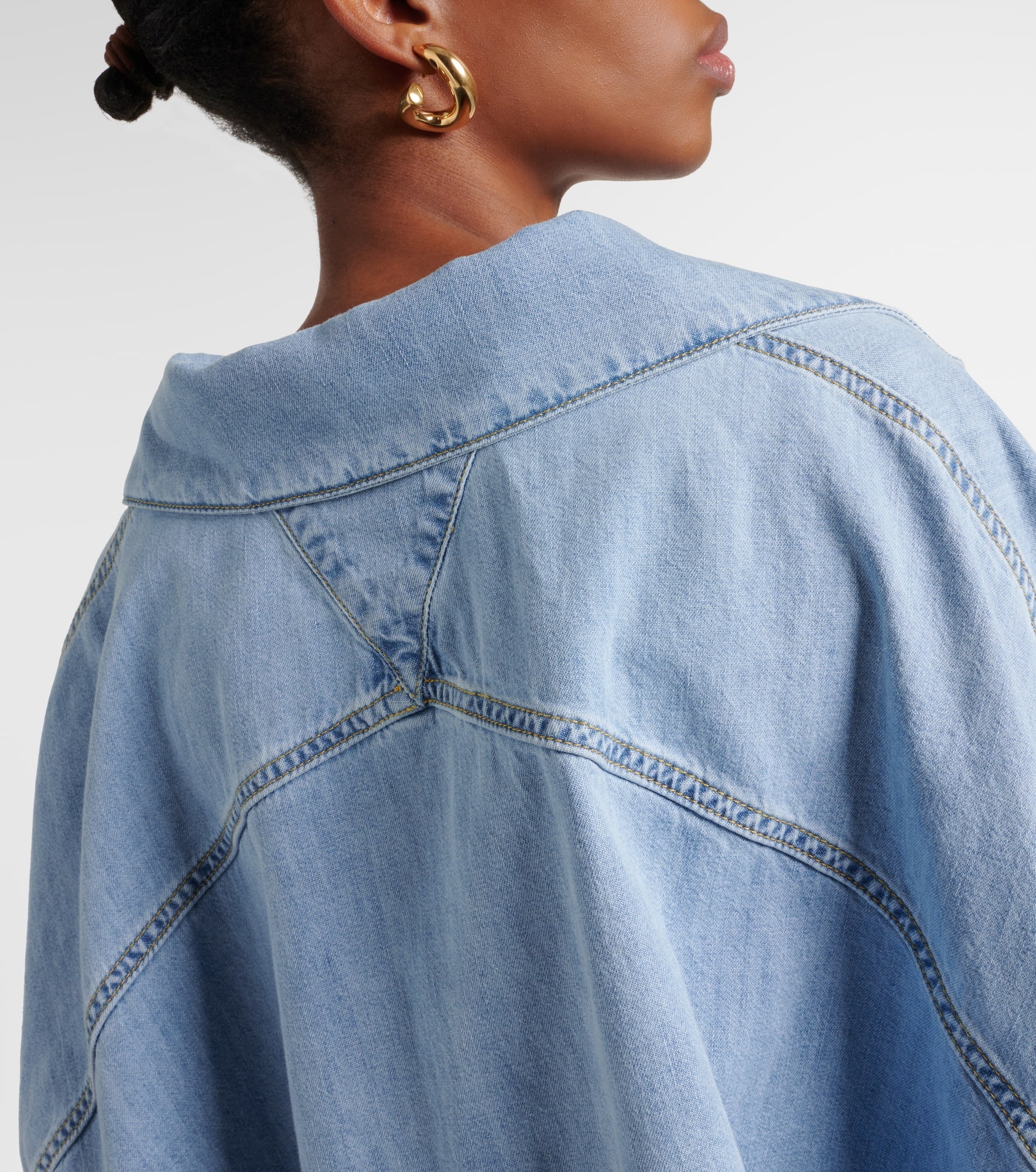 Cropped cotton denim shirt - 6