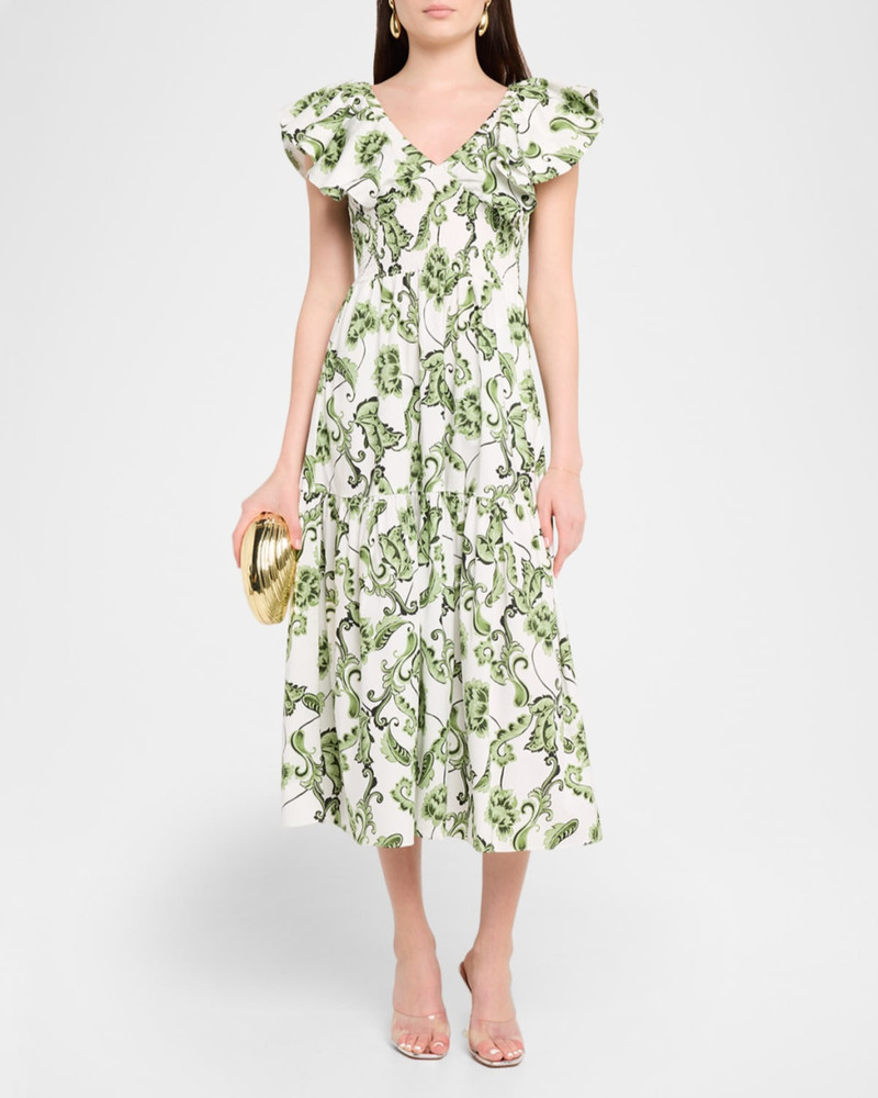 MISA Leona Ruffle Midi Dress outlook