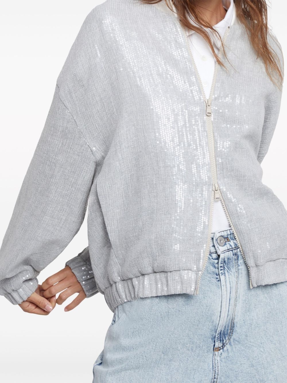 sequin-embellished bomber jacket - 6