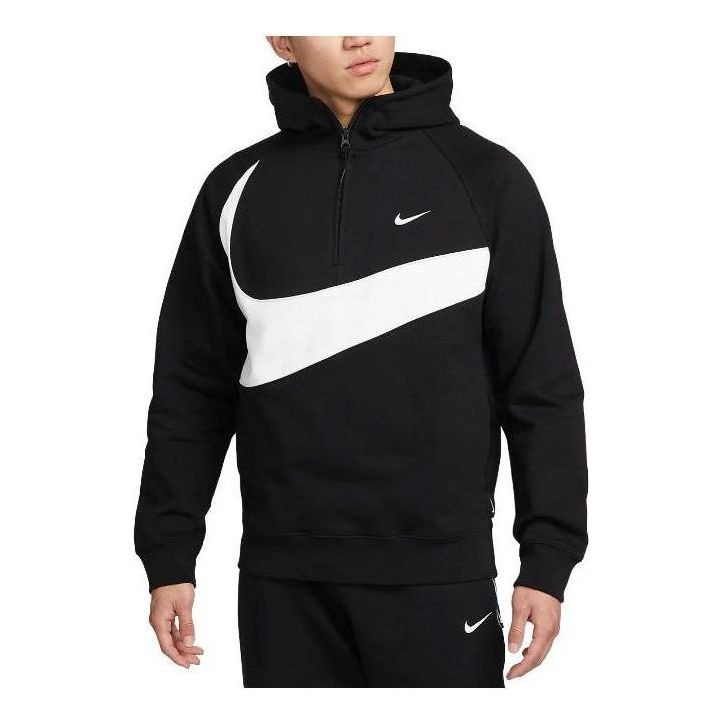 Nike Sportswear Big Swoosh Half Zip Hoodie (Asia Sizing) 'Black White' DX0567-010 - 1