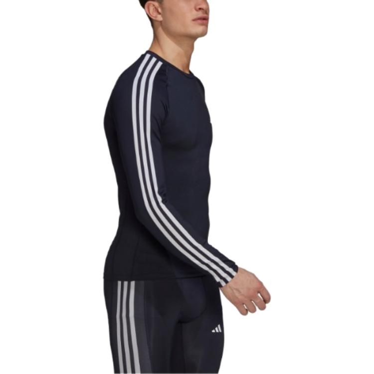 adidas Techfit 3-Stripes Long Sleeve Training Shirt 'Navy' HJ9912 - 3