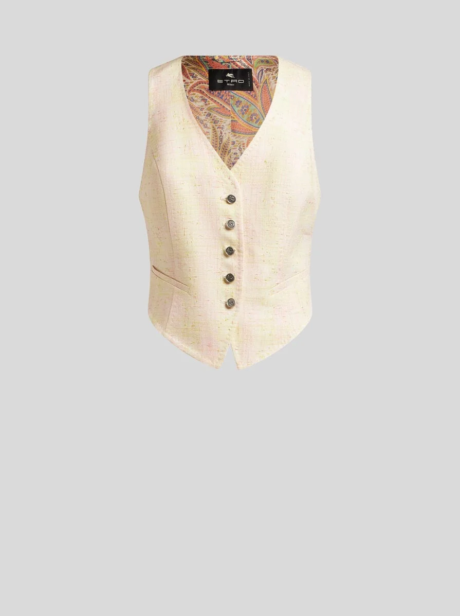 SLUB LINEN-BLEND WAISTCOAT - 1