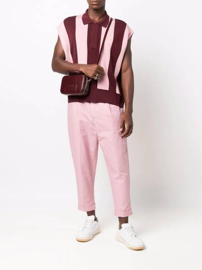 AMI Paris vertical-stripe sleeveless polo shirt outlook